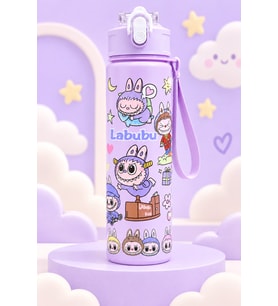 Sevimli Labubuuu Desenli Mor Lila 800 ml Suluk Matara