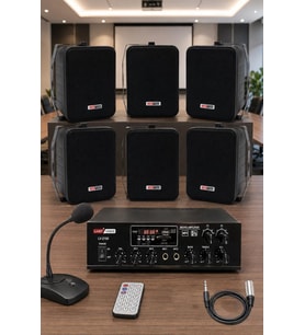 Lastvoice Black Large Paket-5 Hoparlör ve Anfi Anons Ses Sistemi Seti