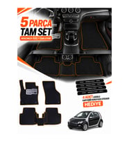 SMART FORFOUR (2004-2006) Uyumlu EVA Oto Paspas Metal Topukluklu Havuzlu 5 Parça Siyah-Kahverengi