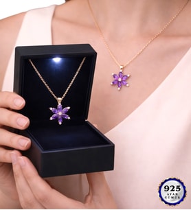 Premium Led Işıklı Kutusunda 925 Ayar Gümüş Lotus Kolye