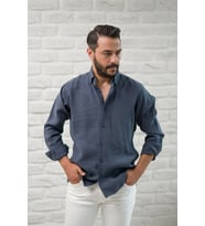 Regular Fit Yaka Düğmeli Yazlık Modal Kumaş Erkek Gömlek