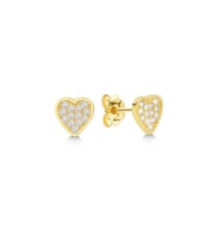 925 Ayar Gold Zirkon Taşlı Kalp Gümüş Küpe