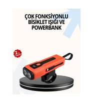 Powerbank Özellikli Bisiklet Işığı Dijital Göstergeli Led