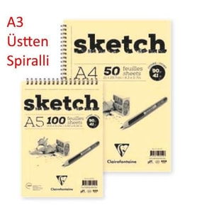 Clairefontaine Ivory Sketch Eskiz Defteri A3 Üstten Spiralli 90 gr. 50 Yaprak 