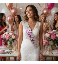 Bride Yazılı Parlak Fuşya Varaklı Baskılı Kağıt Kuşak Bekarlığa Veda Süsü
