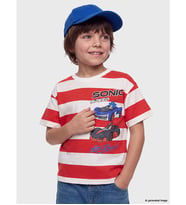LCW Kids Kırmızı Bisiklet Yaka Sonic Baskılı Erkek Çocuk Tişört