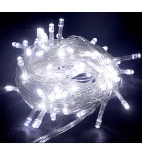 10m 100 Led Boncuk Lamba Beyaz Işık Şeffaf Kablo