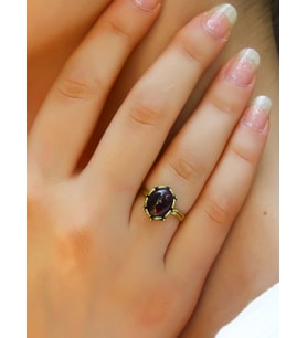 Doğal Taş Lal (Granat Garnet) Doğal Taşlı Antik Modelli Ayarlanabilir Kadın Yüzük euy38g