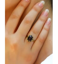 Doğal Taş Lal (Granat Garnet) Doğal Taşlı Antik Modelli Ayarlanabilir Kadın Yüzük euy38g (Mor)
