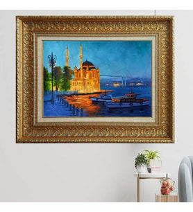 Gold Altın Kalın Çerçeveli Paspartulu Tablo vvb513
