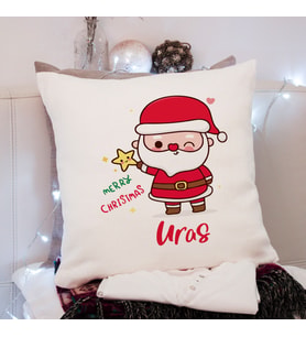Mutlu Yıllar & Merry Christmas & Yılbaşı & Noel Baba Tasarımlı Yastık Kişiye Özel