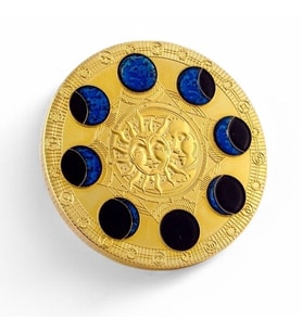 Ayın Evreleri ve Güneş Zodiac Burçlar Haritası Koleksiyon Metal Şans Hatıra Parası CP003