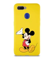 Oppo AX7 Soft Premier Kapak Mickey Mouse-C Tasarımlı Silikon Kılıf - Sarı (Şeffaf)