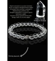 Sertifikalı AAA+ Şeffaf Kristal Kuvars Taşı Bileklik - Gümüş Aparatlı (Çok Renkli)