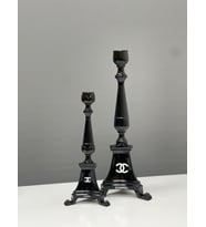 CHNL Polyester Mumluk-Şamdan 2'li Set (Siyah)