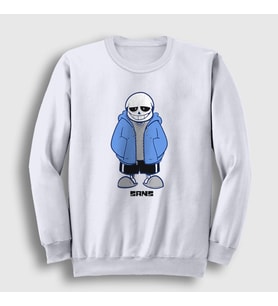 Presmono Unisex Beyaz Blue Coat Sans Undertale Sweatshirt 31835tt (Beyaz)