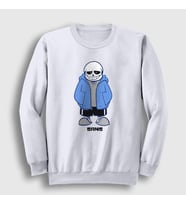 Presmono Unisex Beyaz Blue Coat Sans Undertale Sweatshirt 31835tt (Beyaz)
