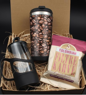 Kahve Çekirdeği Tasarım Çelik Termos & French Press & Mehmet Efendi Taze Filtre Kahve Hediye Seti (Model 1)
