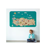 Eğitici Ve Öğretici Dekoratif Cocuk Odası Türkiye Haritası Duvar Sticker-3878-60x105