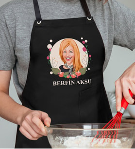 BK Gift Kişiye Özel Anneler Günü Karikatürlü Profesyonel Siyah Mutfak Önlüğü, Aşçı Önlüğü, Şef Önlüğü, Arkadaşa Hediye-11