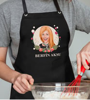 BK Gift Kişiye Özel Anneler Günü Karikatürlü Profesyonel Siyah Mutfak Önlüğü, Aşçı Önlüğü, Şef Önlüğü, Arkadaşa Hediye-11