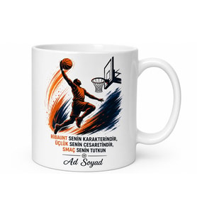 Basketbolcuya Hediye Pota Altı Ribaunt Üçlük Smaç Temalı Baskılı Kupa Bardak