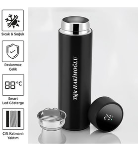 Kişiye Özel Dereceli Termos 500ml Sıcaklık Göstergeli Digital Led Ekranlı Hediyelik Termos
