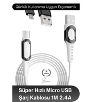 #MicroUSB Süper Hızlı DC01 Micro USB Şarj Kablosu 1M 2.4A Hızlı Veri Aktarım Android Telefon Tablet