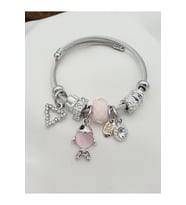 Pembe Sedef Balık Charm'lı Pandora Model Çelik Bileklik