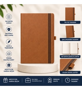 Şık Tasarım Lastikli Ajanda/Defter - 4 Farklı Renk Seçeneği