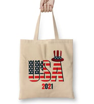USA İndependence Day 4th Of July Gift Celebration Patriotic Bez Çanta Uzun Saplı