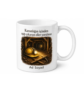 Maden Mühendisi Kupa Galeri Açma Tahkimat Baret Yeraltı Temalı Hediye Bardak