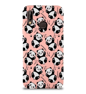 Xiaomi Redmi Note 7  Uyumlu Lansman Kılıf Panda Tasarımlı İçi Kadife Kapak-Pembe (Şeffaf)