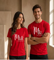Kişiye Özel Tasarım Çift Tişörtü - Mr Mrs Baskılı Pamuklu Tişört (2 Adet)