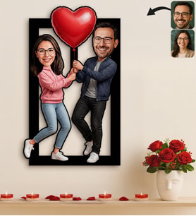 BK Gift Kişiye Özel Sevgili Karikatürlü 3D Ahşap Tablo -27, Fotoğraftan Karikatür, Sevgililer Günü Hediyesi, Ev Hediyesi
