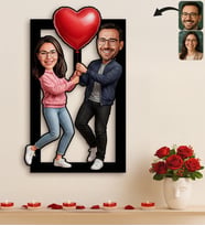 BK Gift Kişiye Özel Sevgili Karikatürlü 3D Ahşap Tablo -27, Fotoğraftan Karikatür, Sevgililer Günü Hediyesi, Ev Hediyesi