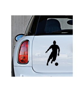 Hızlı Top Süren Futbolcu Oto Araba Sticker Etiket Siyah Renk 19CM