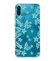 Samsung Galaxy M11 Kapak Floral Su Yeşili Tasarımlı Şeffaf Silikon Kılıf