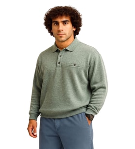 Erkek Büyük Beden 122 Kilo - 158 Kilo Arası İçin Uygun Geniş Kalıp Polo Yaka Selanik Sweat Haki