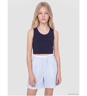 LCW Kids Lacivert U Yaka Kız Çocuk Atlet