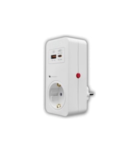 F3338 Akım ve Şok Korumalı Tekli Priz – USB & Type-C Şarj Girişli