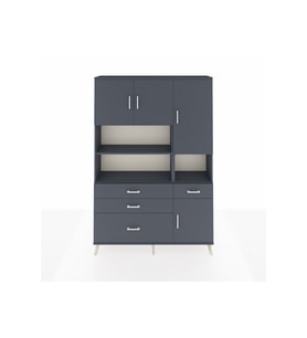 Arges Gardrop 9 Raflı 4 Çekmeceli 4 Kapaklı 132x30x195 Antrasit-Antrasit