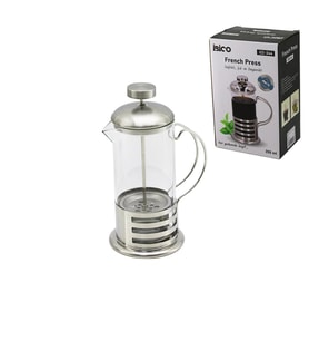 FRENCH PRESS METAL KAFES - METAL KAPAK 350ML CAM BİTKİ SÜZGEÇİ (5365)