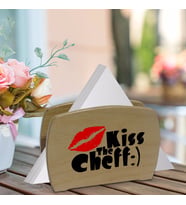 BK Gift Kiss The Cheff Tasarımlı Lüks Ahşap Peçetelik-1