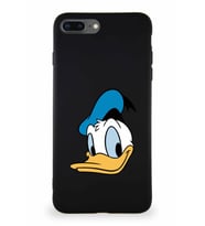 Apple iPhone 7 Plus Soft Premier Kapak Donald Duck-B Tasarımlı Silikon Kılıf - Siyah (Şeffaf)