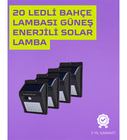 Güneş Enerjili Akıllı Duvar Lambası Pir Sensörlü, Otomatik Aydınlatma, Dış Mekan İçin - Lisinya