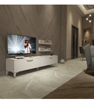 Decoraktiv Eko 4 Slm Std Silver Tv Ünitesi Tv Sehpası - Parlak Beyaz (Beyaz)