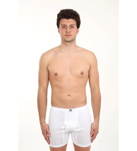 Erkek Paçalı Penye Boxer Beyaz