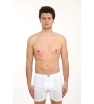 Erkek Paçalı Penye Boxer Beyaz
