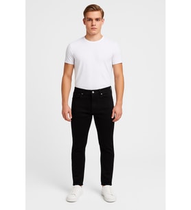 Erkek Slim Fit Dar Paça Esnek Likralı Denim Jeans Kot Pantolon - 7408 (Siyah)